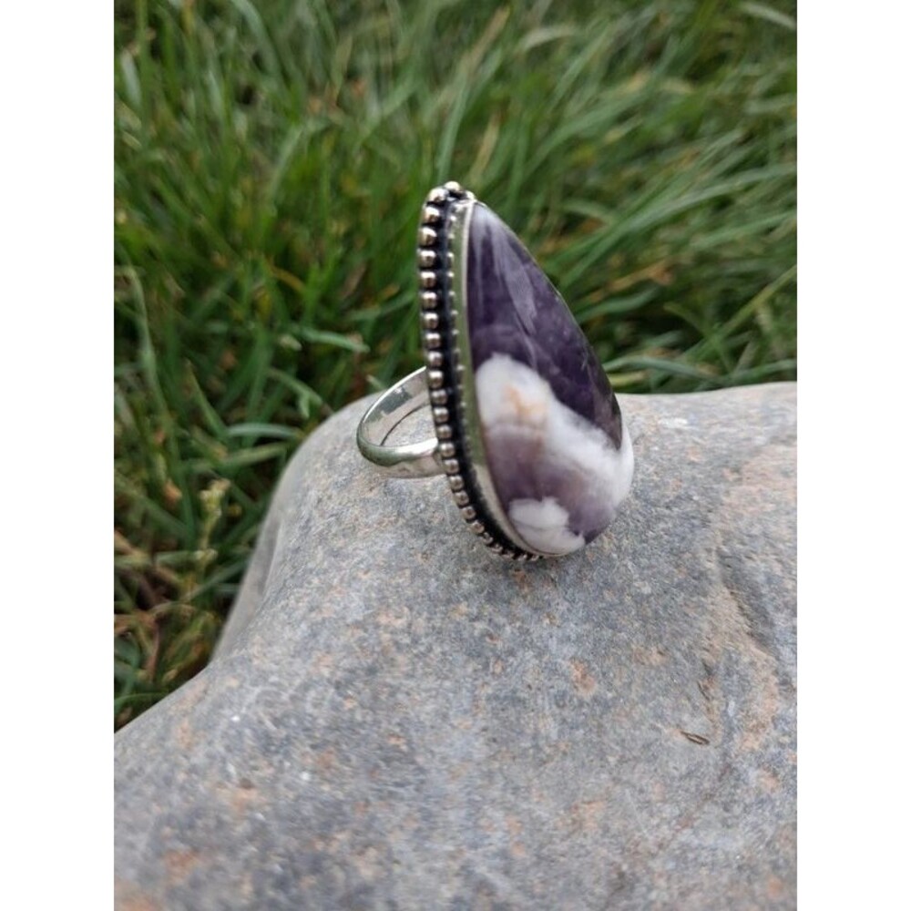 Chevron Amethyst Statement Ring Size 8.5 | Whimsigoth Boho